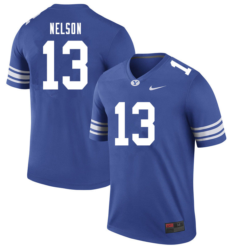 Men #13 Joe Nelson BYU Cougars College Football Jerseys Sale-Royal